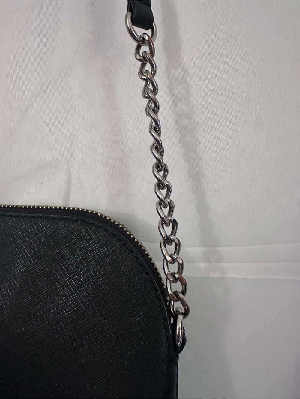 Michael Kors Black Leather Crossbody with Silver Chain Strap - Picture 5 of 7